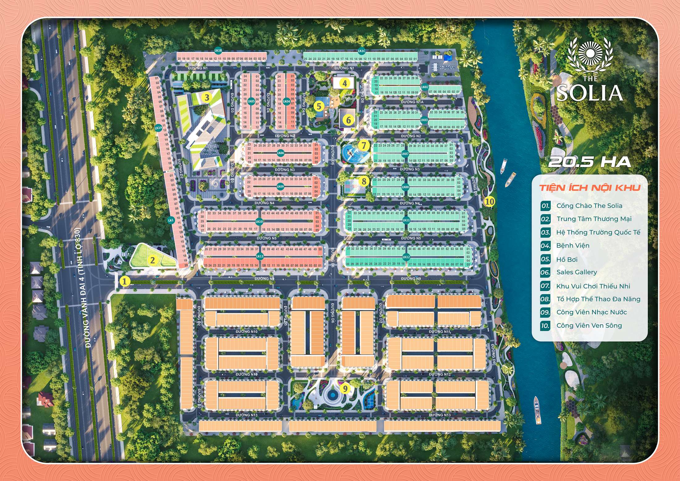 Sơ đồ phân lô và tiện ích The Solia
